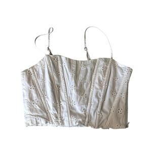 Jason Wu Eyelet White Corset Top Cropped Boning Women's Size Large